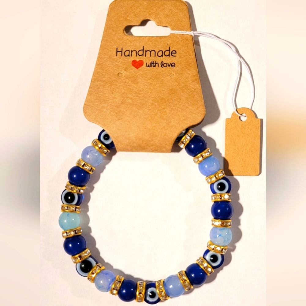 Blue Evil Eye Beaded Protection Mal De Ojo Luck Fashion Bracelet